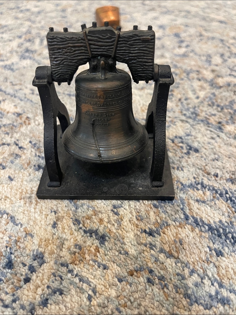 Antique Black and Bronze Tabletop Liberty Bell Accent